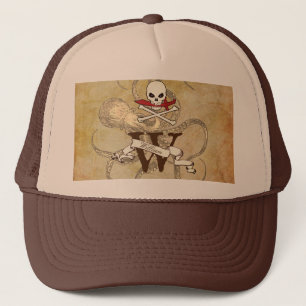 Jolly Roger Monogram Initial Trucker Hat