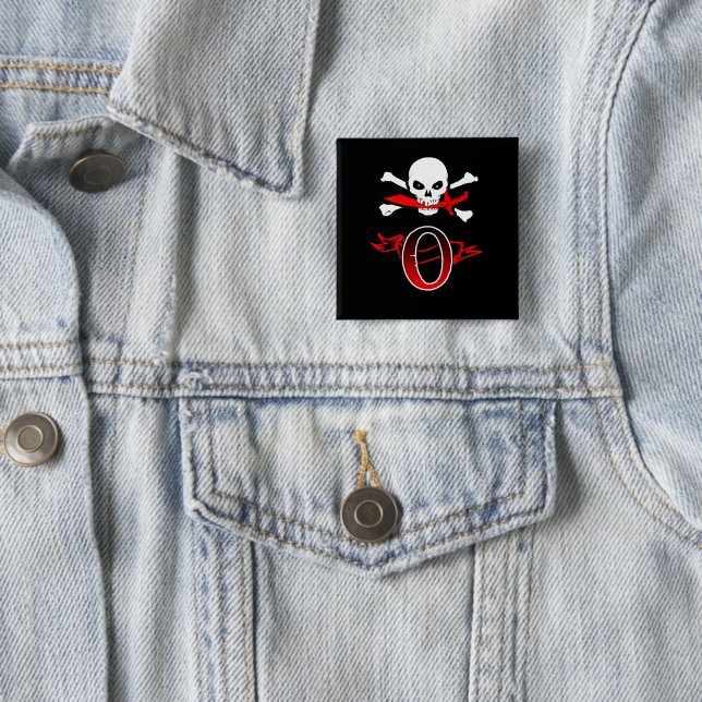 Jolly Roger O Monogram Initial 15 Cm Square Badge (In Situ)