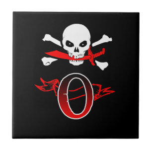 Jolly Roger O Monogram Initial Tile