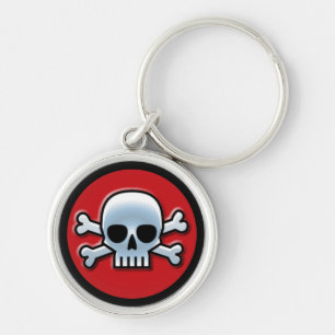Jolly Roger on Red Key Ring