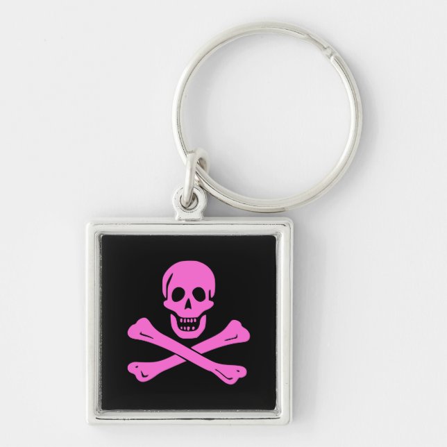 Jolly Roger Pink Key Ring (Front)