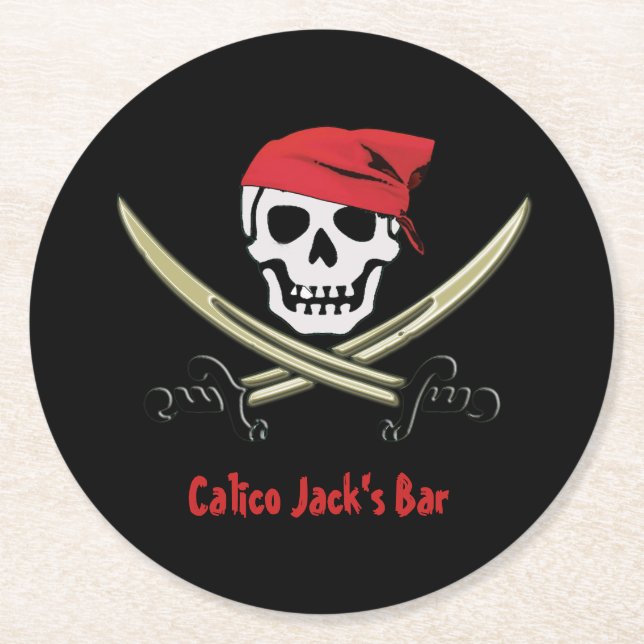 Jolly Roger Pirate Bar Coasters (Front)