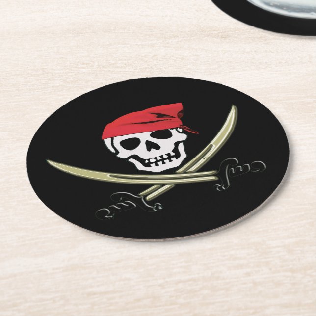 Jolly Roger Pirate Bar Paper Coasters (Angled)
