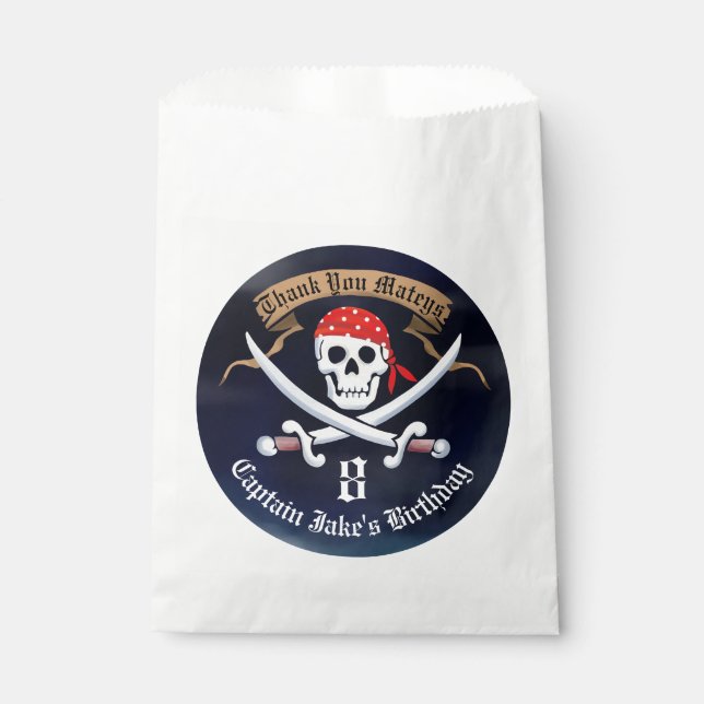 Jolly Roger Pirate Birthday Party Favour Bag (Front)