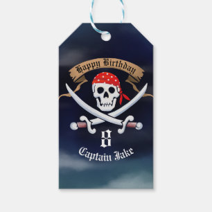 Jolly Roger Pirate Birthday Party Favour Gift Tags