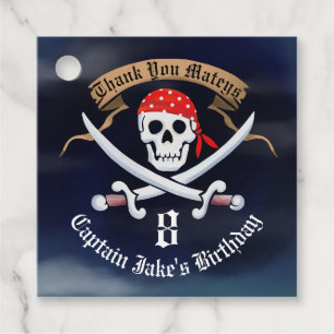 Jolly Roger Pirate Birthday Party Favour Tags