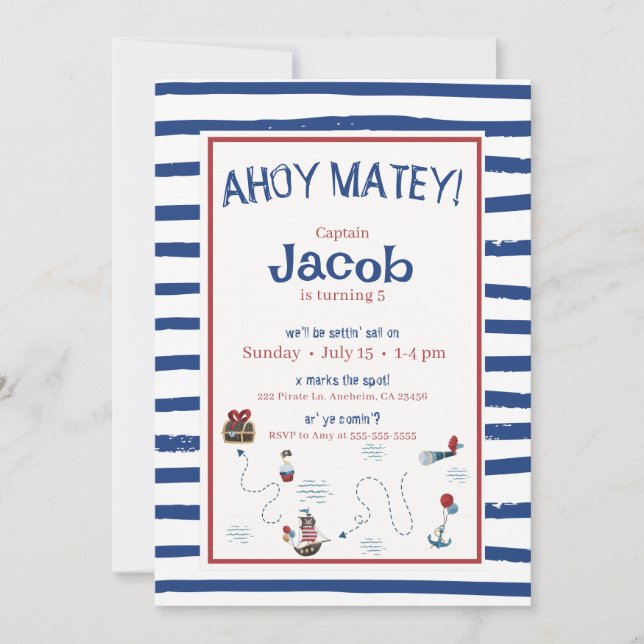 Jolly Roger Pirate Birthday Party  Invitation (Front)