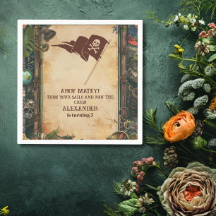 Jolly Roger Pirate Birthday Party Napkin
