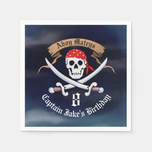Jolly Roger Pirate Birthday Party Napkin