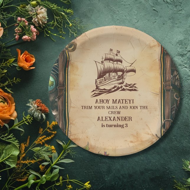 Jolly Roger Pirate Birthday Party Paper Plate (Creator Uploaded)