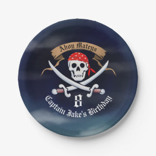 Jolly Roger Pirate Birthday Party Paper Plate