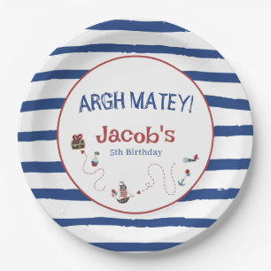 Jolly Roger Pirate Birthday Party Paper Plate