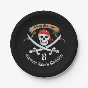 Jolly Roger Pirate Birthday Party Paper Plate