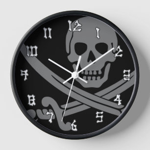 Jolly Roger Pirate Dark Clock
