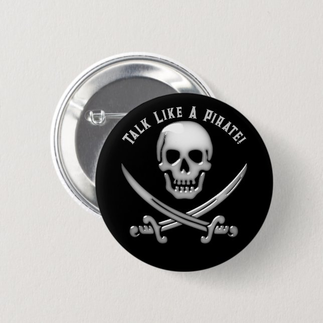Jolly Roger Pirate Day 6 Cm Round Badge (Front & Back)