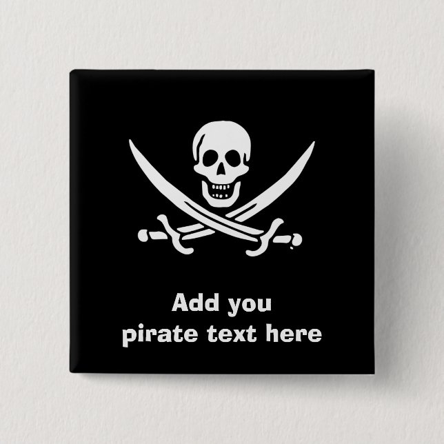 Jolly roger pirate flag 15 cm square badge (Front)