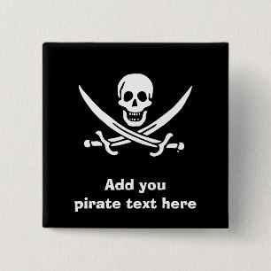 Jolly roger pirate flag 15 cm square badge