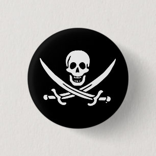 Jolly roger pirate flag 3 cm round badge