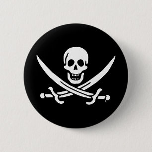 Jolly roger pirate flag 6 cm round badge