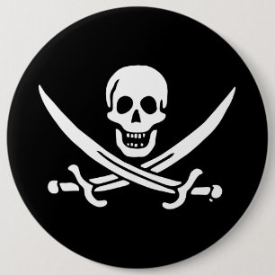 Jolly roger pirate flag 6 cm round badge