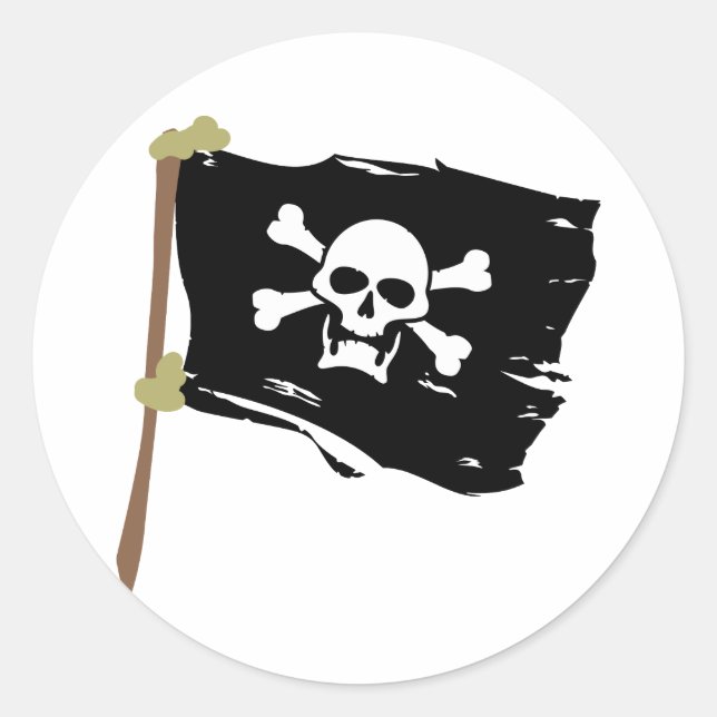 Jolly Roger Pirate Flag Classic Round Sticker (Front)
