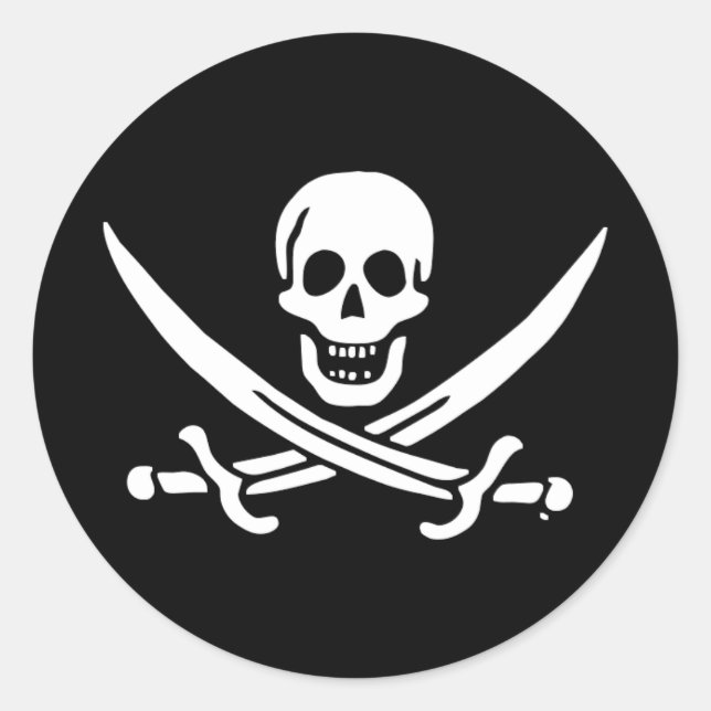 Jolly roger pirate flag classic round sticker (Front)