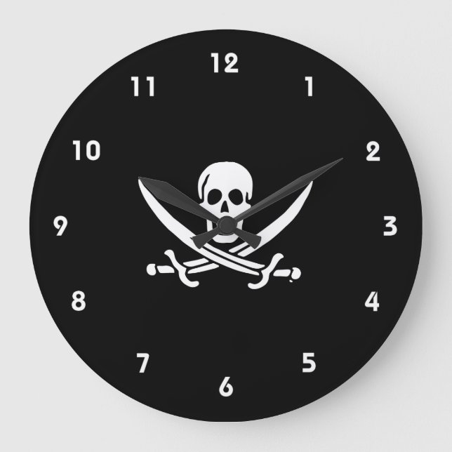 Jolly roger pirate flag large clock (Front)