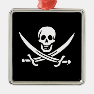 Jolly roger pirate flag metal ornament