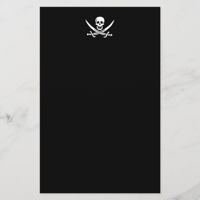 Jolly roger pirate flag stationery (Front)