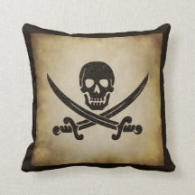 Jolly Roger Pirate Flag Throw Pillow