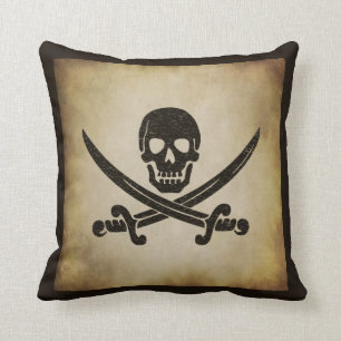 Jolly Roger Pirate Flag Throw Pillow