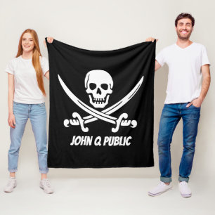 Jolly Roger Pirate Flag w/ Name Fleece Blanket