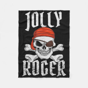 Jolly Roger Pirate Halloween Skull And Crossbones  Fleece Blanket