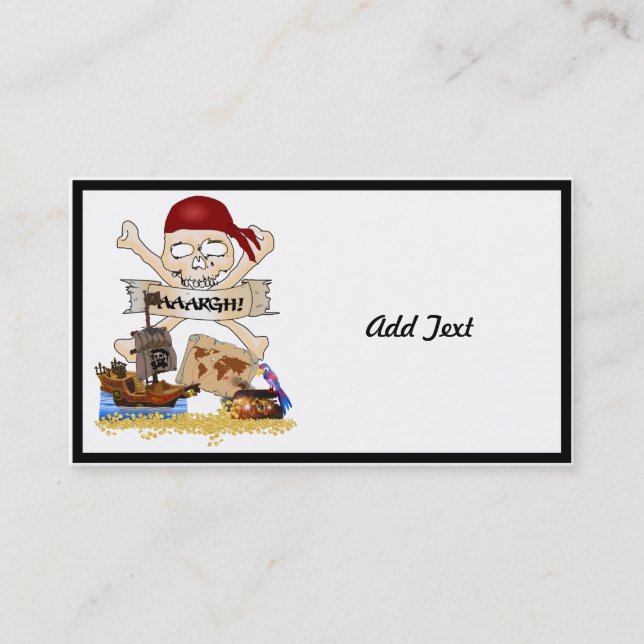 Jolly Roger, Pirate Ship & Pirate's Chest Business Card (Front)