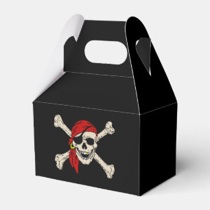 Jolly Roger Pirate Skull Bones Red Bandanna Favour Box