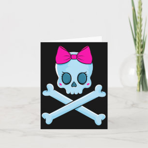Jolly roger pirate skull crossbone skeleton girl card