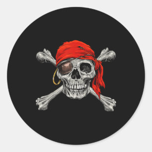 Jolly Roger Pirate Skull Crossbones Halloween Cost Classic Round Sticker