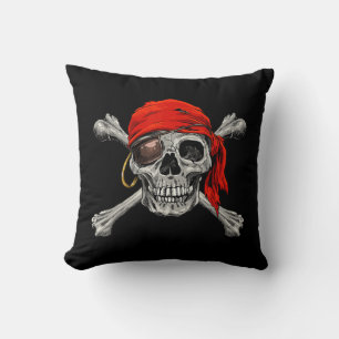 Jolly Roger Pirate Skull Crossbones Halloween Cost Cushion