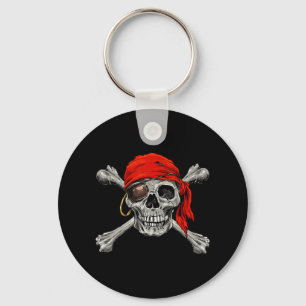 Jolly Roger Pirate Skull Crossbones Halloween Cost Key Ring