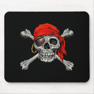 Jolly Roger Pirate Skull Crossbones Halloween Cost Mouse Pad