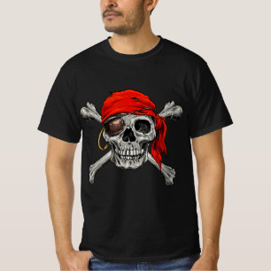 Jolly Roger Pirate Skull Crossbones Halloween Cost T-Shirt