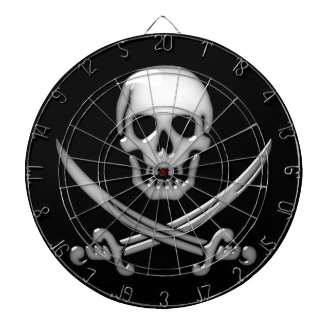 Jolly Roger Pirate Skull Dartboard (Front)