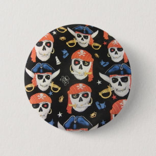 Jolly Roger Pirate Skulls 6 Cm Round Badge