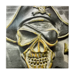 Jolly Roger Pirate Treasure Chest Tile