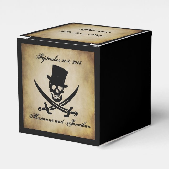 Jolly Roger Pirate Wedding Favour Box (Front Side)