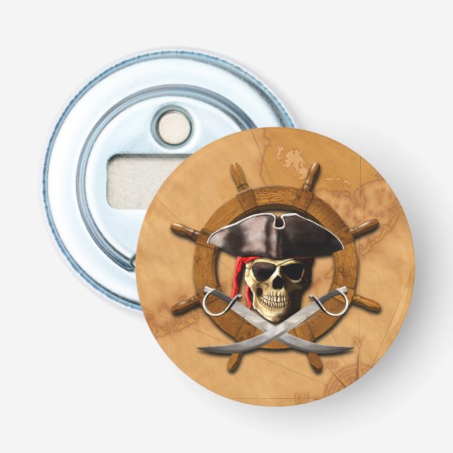 Jolly Roger Pirate Wheel Bottle Opener (Front)