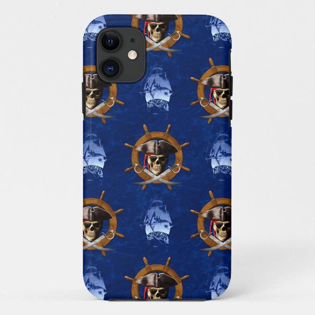 Jolly Roger Pirate Wheel Case-Mate iPhone Case (Back)