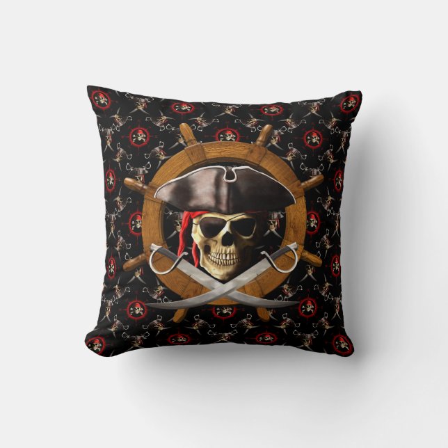 Jolly Roger Pirate Wheel Cushion (Front)
