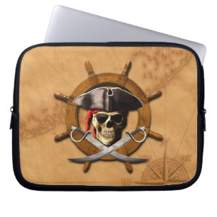 Jolly Roger Pirate Wheel Laptop Sleeve