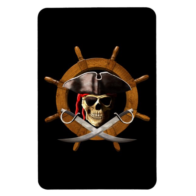 Jolly Roger Pirate Wheel Magnet (Vertical)